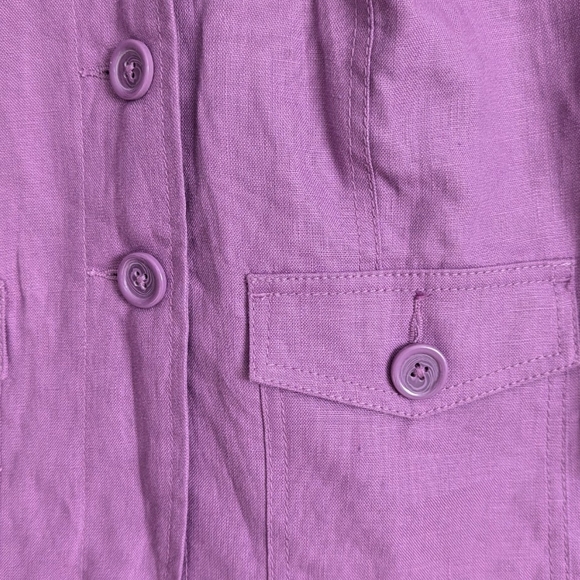 Studio Works Rich Lavender Linen Blazer, Size Petite Large - Picture 3 of 6